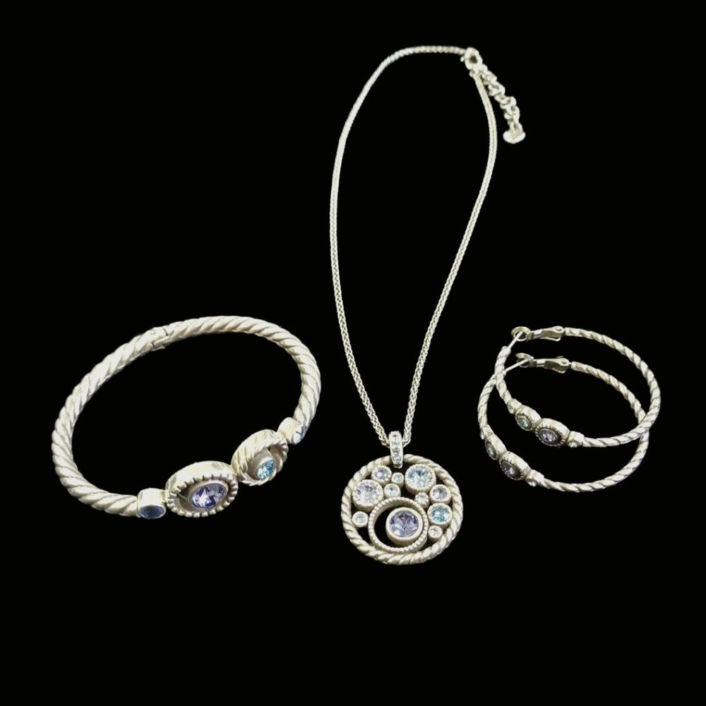 Brighton Halo Set Necklace, Hoop Earrings, and Hinged Bracelet